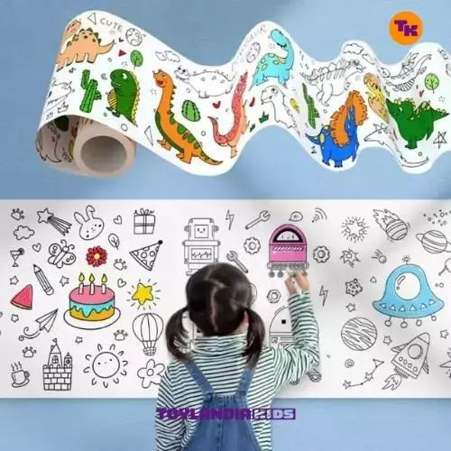 ColorPaint - Rolo de 3m de Desenho Infantil Para Colorir