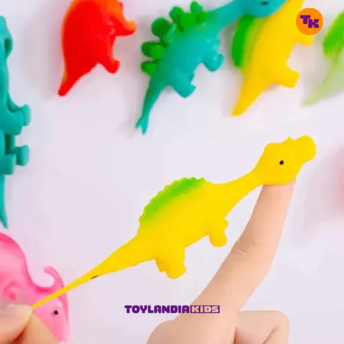 Dino Estilingue Preparado no Dedo para o Lançamento e Grudar na Parede Brinquedo da Toylandia Kids